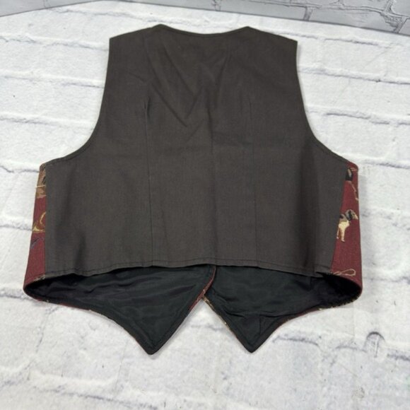 Vintage Orvis Vest Womens Size S Horse Equestrian Dog Tapestry Button USA 90s - Picture 13 of 13